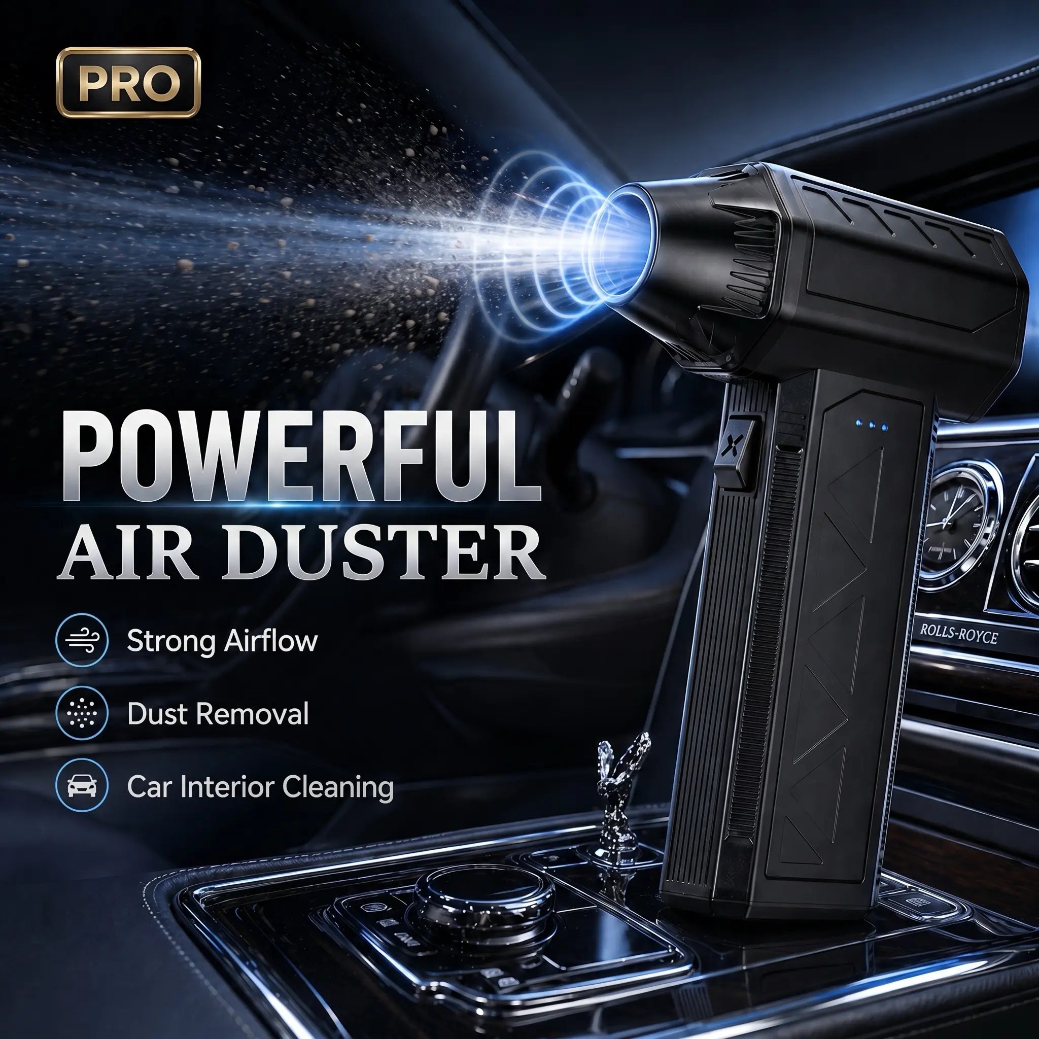 JVSCAM Portable Handheld Air Duster - High-Speed Turbo Jet Fan, Type-C USB Rechargeable Blower, Battery Powered Handheld Blower, for Keyboard & PC Cleaning, Cordless Portable Fan, Battery Powered Blower Handheld