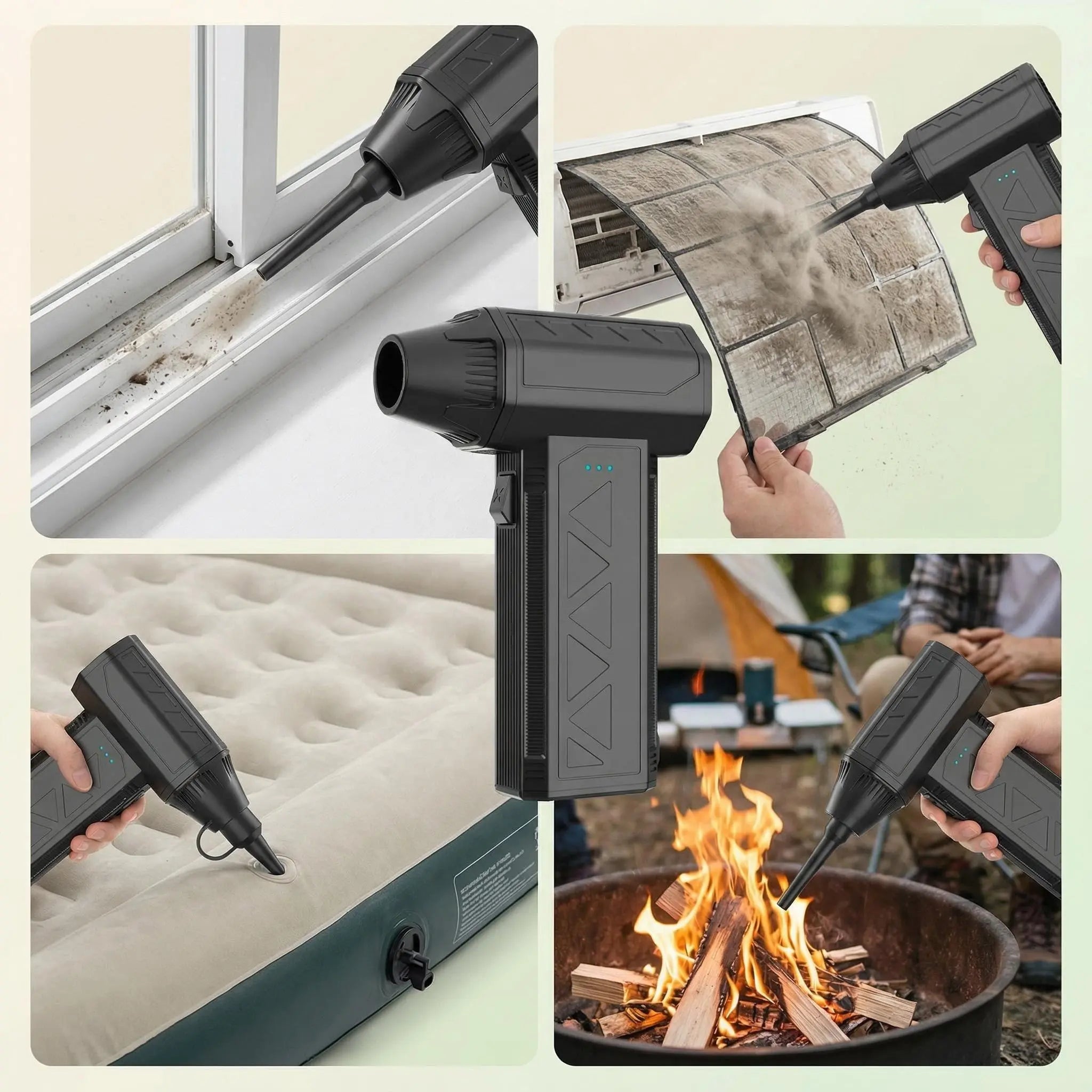 JVSCAM Portable Handheld Air Duster - High-Speed Turbo Jet Fan, Type-C USB Rechargeable Blower, Battery Powered Handheld Blower, for Keyboard & PC Cleaning, Cordless Portable Fan, Battery Powered Blower Handheld